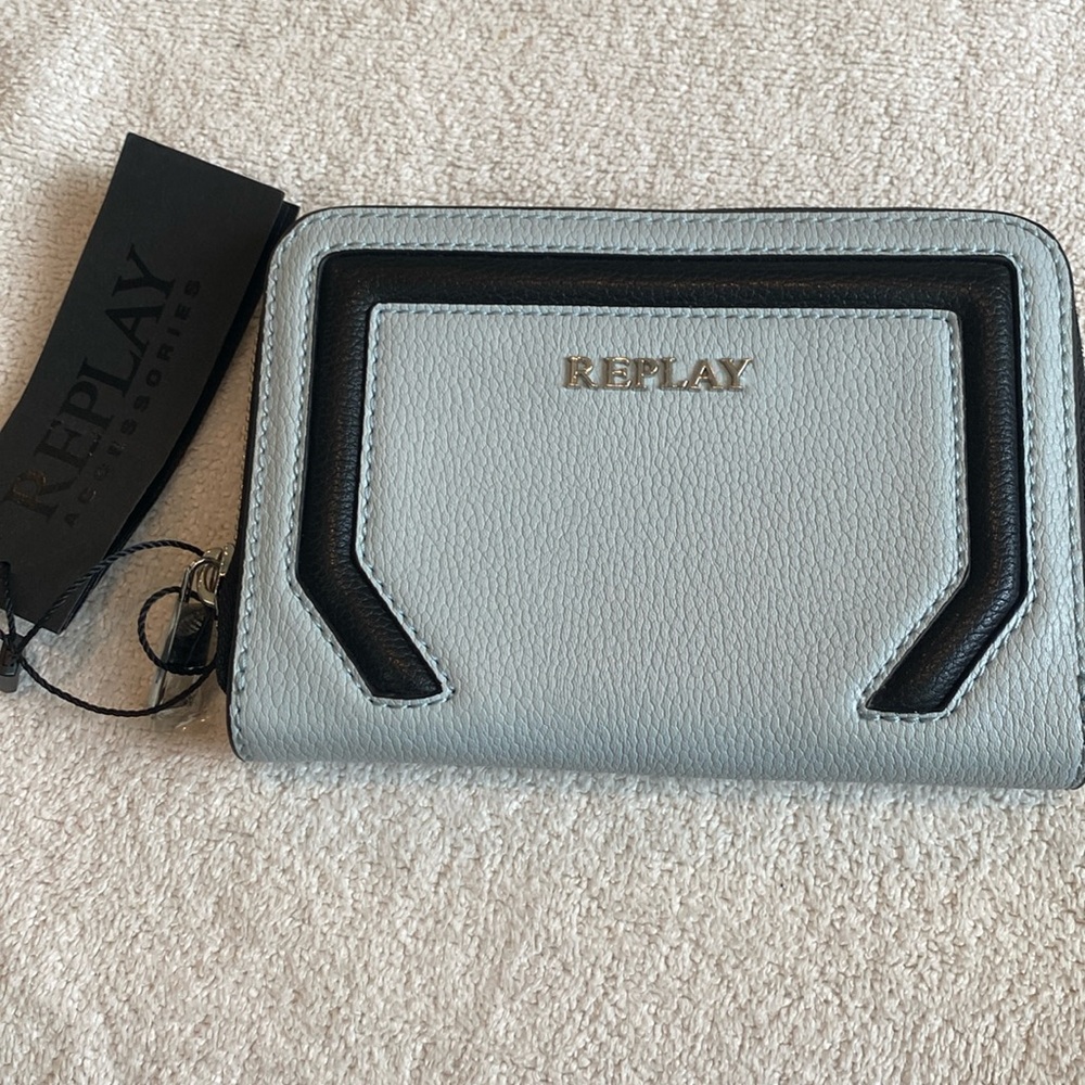 Replay light blue ‎ Plain Wallet with Zipper Fastening 6”x4.5”